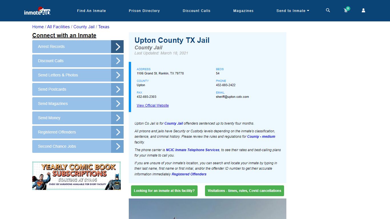 Upton County TX Jail - Inmate Locator - Rankin, TX