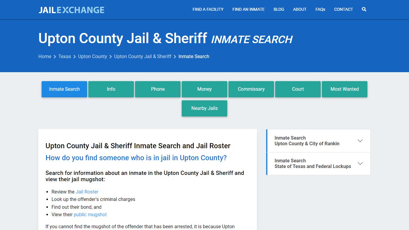 Upton County Jail & Sheriff Inmate Search - Jail Exchange