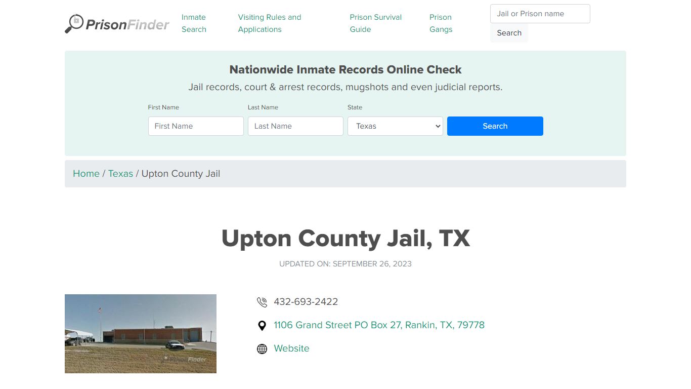 Upton County Jail, TX Inmate Search, Mugshots, Visitation, Phone no ...