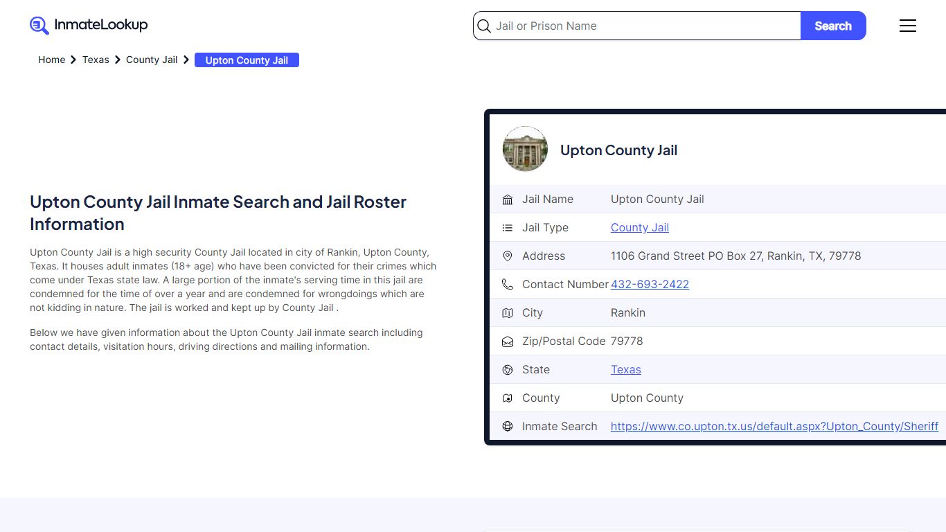 Upton County Jail (TX) Inmate Search Texas - Inmate Lookup